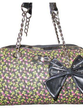 Betsey Johnson Betseyville Quilted Floral Embellished Mini Boston Bag Satchel